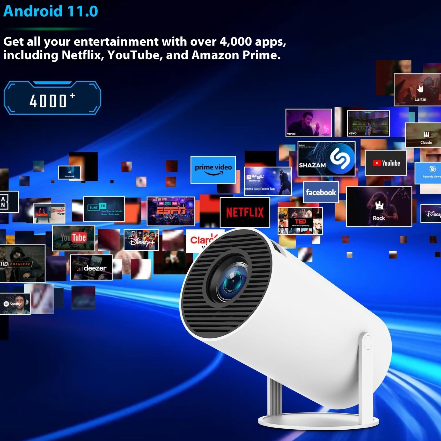 Mini Projecteur Cinéma Portable HD 1080p – Android 11 & WiFi